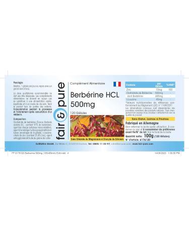 Fair & Pure - Berberine HCL 500mg - contains 97% berberine - with zinc - highly dosed - vegan - 120 capsules - Buy Online on GoSupps.com