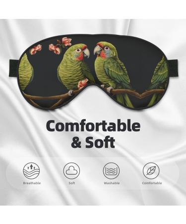 Buy Couple Parrots Olive Print Unisex Sleep Eye Mask | Soft Comfort Eye Shade Cover for Travel Yoga & Shift Work - Buy Online on GoSupps.com