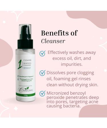 Renewing Cleanser - Acne-Fighting Benzoyl Peroxide Face Wash with Hyaluronic Acid & Exfoliating Beads | 120g Purifying Foaming Cleanser for All Skin Types - Buy Online on GoSupps.com