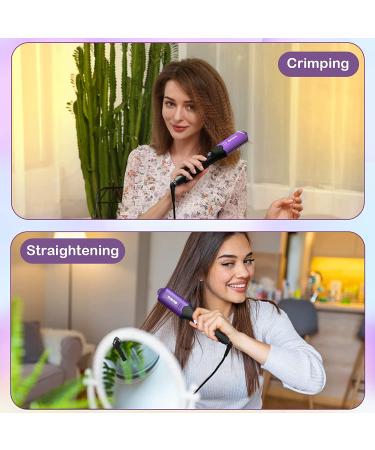 SHOW 4-in-1 Hair Crimper Hair Waver Straightener Iron - Titanium Ceramic Flat Iron for Women & Girls (Purple) - Buy Online on GoSupps.com