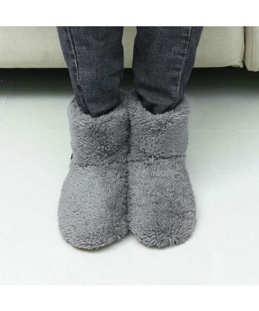 Buy Heated Foot Warmers - Soft Plush Electrical Heating Booties & Slippers for Men & Women - Perfect Gifts in Gray - Buy Online on GoSupps.com