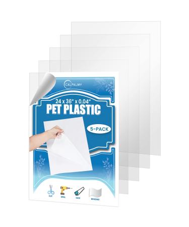 5 Packs of 24x36x0.04 PET/Plexiglass Panels | Unbreakable and Lightweight Substitute for Glasses | Great Use for Sneeze Guard Greenhouse Poster Frames Cricut Cutting | Safe for Children and Adults 24x36x0.04 Inch (Pack of 5)