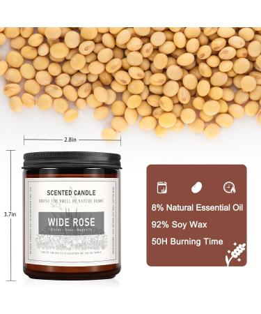 Scented Candles Set - Long Lasting Soy Candles for Women | Anniversary & Birthday Gift (Wide Rose Amber Jar - Buy Online on GoSupps.com