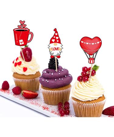 32 Pieces Valentine's Day Cupcake Toppers Love Heart Cake Decorations for Love Theme Wedding Engagement Party Favor Supplies - Buy Online on GoSupps.com