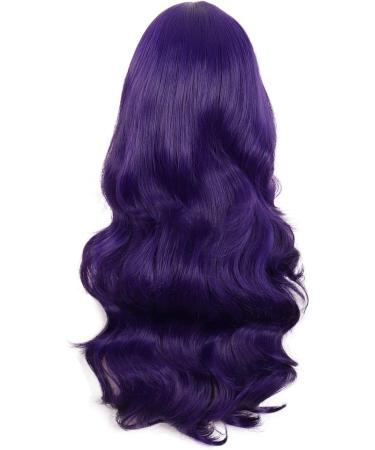 MapofBeauty 28 Charming Women Long Curly Synthetic Wig with Side Bangs in Dark Purple - Buy Online on GoSupps.com