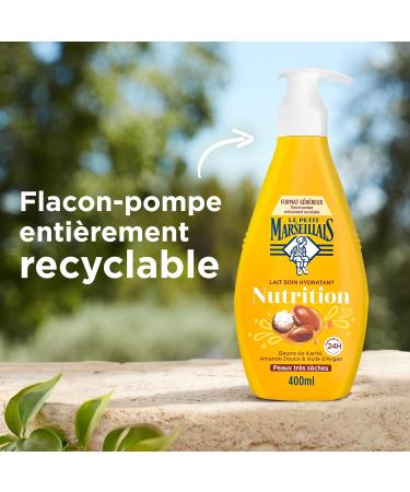 Le Petit Marseillais Lait Soin Hydratant Nutrition (Flacon-Pompe de 400 Ml) Lait Corps pour Peaux Tr s S ches Hydratation 24H Lait Corporel au Beurre de Karit Amande Douce et Huile d'Argan Orange 400 ml (Lot de 1) - Buy Online on GoSupps.com