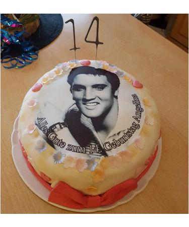 Personalised Elvis Cake Topper - Edible Icing or Wafer paper - 7.5" Round - Buy Online on GoSupps.com
