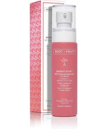 Wild Science Lab ROOT + FRUIT Bright Start SPF 30 Broad Spectrum UV Shield high performance naturals stabilised Vitamin C and revitalising essential oils natural SPF 50ml - Buy Online on GoSupps.com