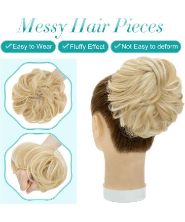 S-Noilite Women's Thick Messy Bun Updo Chignon Ponytail Extensions - Golden Blonde/Bleach Blonde Mix 86P613 - Buy Online on GoSupps.com