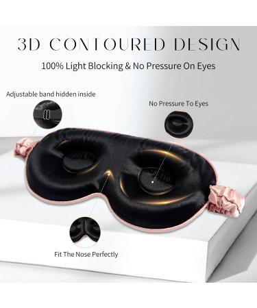 100% 22 Momme Mulberry Silk Sleep Mask - Weighted 3D Blackout Eye Cover for Lash Extensions | Adjustable Strap for Men & Women - Rose Gold - Buy Online on GoSupps.com