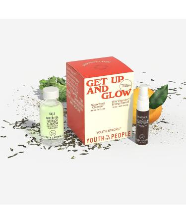 Youth To The People Youth Stacks Get Up + Glow Morning Skincare Kit - Superfood Cleanser + Vitamin C Serum - Vegan - Buy Online on GoSupps.com