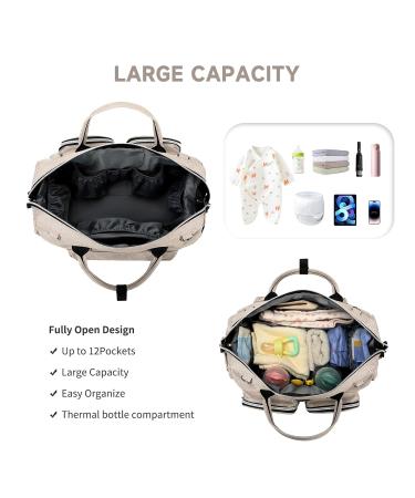 Pomelo Multifunctional Beige Diaper Bag - Waterproof Pad 2 Stroller Hooks & Adjustable Shoulder Strap - Best Travel Bag for Parents - Buy Online on GoSupps.com