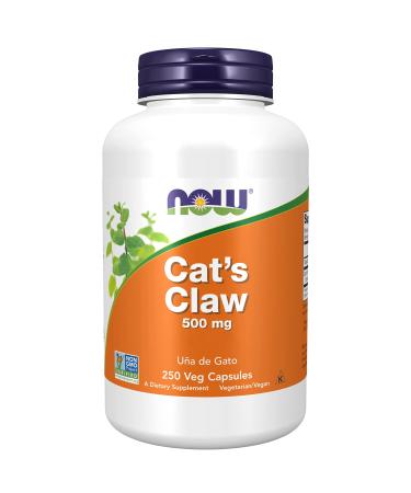 Now Foods Cat's Claw 500 mg 250 Vegetable Capsules Lab Tested Vegetarian Gluten Free Soy Free Vegetarian