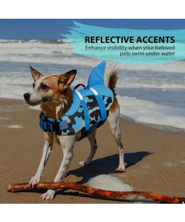 Buy Cit toile Shark Life Jacket for Dogs | Safe & Lightweight Swimming Vest with Handle | Reflective Blue Camouflage for Small Medium & Large Dogs - Buy Online on GoSupps.com