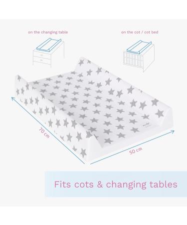Baby Hard Base Changing Mat/Top Changer 70x50 cm fits 120x60 cm Cot Unisex Wedge Anti Roll Nappy Newborn Baby Waterproof Changing Mat with Raised Edges (Stars) - Buy Online on GoSupps.com