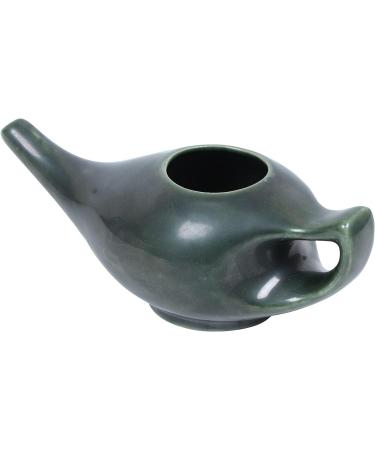 Leak Proof Durable Porcelain Ceramic Neti Pot 300ml - Olive Green | Natural Sinus Treatment | Microwave & Dishwasher Safe - Buy Online on GoSupps.com