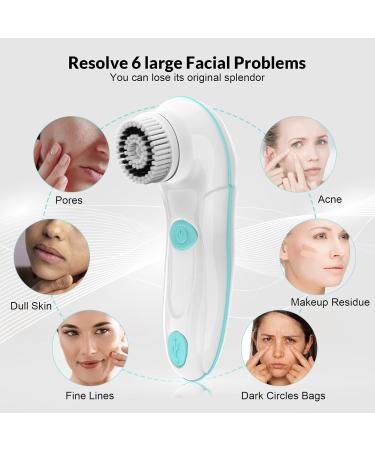 Portable Rechargeable Facial Cleansing Brush with 4 Brush Heads - Waterproof Electric Exfoliator for Deep Cleansing & Massaging | Ideal for Men & Women - Buy Online on GoSupps.com