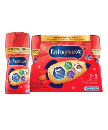 Enfagrow A+ Child & Toddler Nutritional Drink Ready To Drink Bottles 26 Nutrients Milk Flavour with Brain Building DHA a type of Omega-3 fat Age 1-5 Years 237ml x 6 count