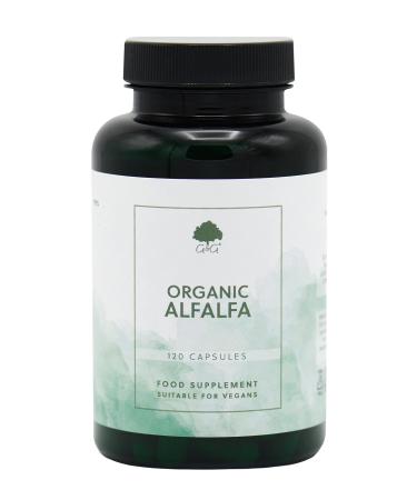 Organic Alfalfa Capsules | 500mg of Alfalfa per Capsule | 120 Vegan Capsules | Botanical Rich in Vitamins Minerals and Other Nutrients | G&G Vitamins