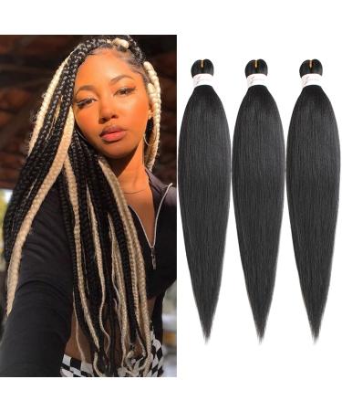 Leeven 20 Inch Pre Stretched Braiding Hair 3 Packs Ombre Medium Auburn EZ Braids Hair Extensions for Goddess Box Braids Pre Stretched Yaki Braiding Hair /1B# 20 Inch (Pack of 3) 1B - Buy Online on GoSupps.com