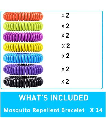 14 Pack Mosquito Bracelets for Kids & Adults - Natural Citronella, Lemongrass, and Eucalyptus - Up to 350 Hours Protection - Buy Online on GoSupps.com