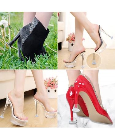 High Heel Protectors - 8 Pairs Heel Stoppers & Repair Caps for Women - 4 Sizes Shoe Heel Covers - Ideal for Weddings, Grass, Gravel, Wetlands - Black/Clear - Pack of 8 - Buy Online on GoSupps.com