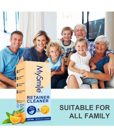 MySmile Retainer Cleaner with 120 Denture Cleaning Tablets Quickly Remove Odors Discoloration Stains & Plaque from Aligner Mouth Guard Night Guard and More Dental Appliances (Mint+Orange Flavor) - Buy Online on GoSupps.com