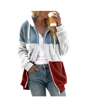 Hanxiulin fleece jacket plush jacket cuddly jacket ceiling hoodie women oversize long -sleeved winter coat jacket light outdoor breathable fleece buffer coat with hood fluff jacket l wine