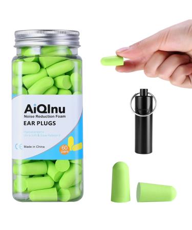 Aiqinu earplugs for sleeping hearing protection earplugs 60 pairs 38 dB SNR super soft foam hearing protection plug noise protection earplugs ideal for snoring learning traveling concerts green green-60 pairs - Buy Online on GoSupps.com