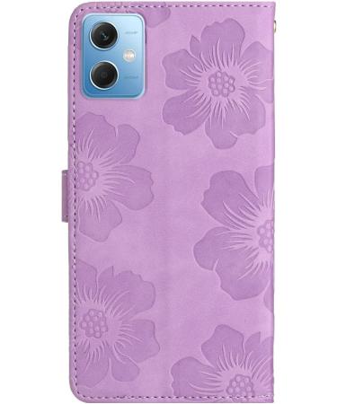 Buy Violet Folding Cover for Redmi Note 12 | PU Leather Flower Pattern Stand Card Compartment Magnetic Lock - International Shipping Available - Buy Online on GoSupps.com
