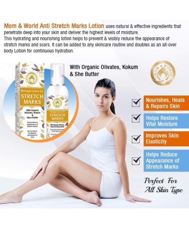Mom & World Massage Lotion for Stretch Marks 120ml - Organic Olivates Kokum & Shea Butter - Best Stretch Mark Cream for Moms - Buy Online on GoSupps.com