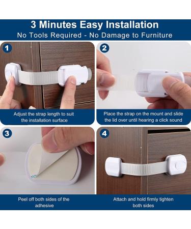 8 Pack Child Proof Baby Safety Locks For Cabinet Locks Extra 3M Adhesive No Screws For Drawers Cupboard DoorsBaby Proof Home Drawer Cabinets Oven Toilet Seat - Buy Online on GoSupps.com