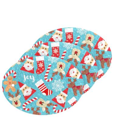 3-Pack Cleaning Kitchen Sponges Oval Santa Claus Kitchen Cellulose Dishwashing Wood Pulp Cotton