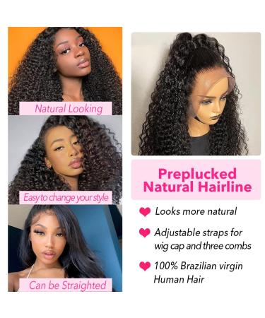 13x6 HD Transparent Curly Lace Front Wig 24 Inch - Pre Plucked Kinky Curly Human Hair Wig for Black Women - Buy Online on GoSupps.com