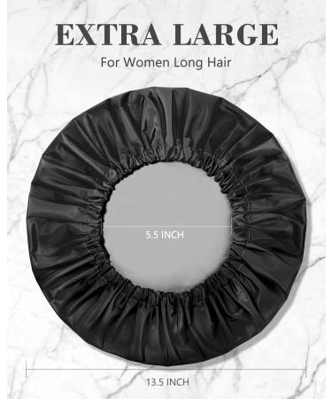 Aquior Reusable Waterproof Shower Cap for Women - Large Size for All Hair Lengths, Ideal for Girls Spa, Home, and Salon Use - Black - Buy Online on GoSupps.com