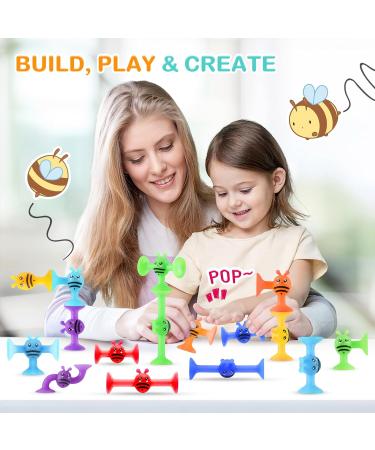 Sensory Silicone Suction Toys for Kids | 38 Pcs Building & Montessori Toy Set | Stress Relief & Travel Easter Gift | Ages 3-7 - Buy Online on GoSupps.com