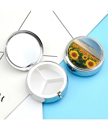 Sunflower Travel Pill Box - Portable 3 Compartment Pill Organizer for Purse & Pocket - Ideal for International Shipping - Buy Online on GoSupps.com
