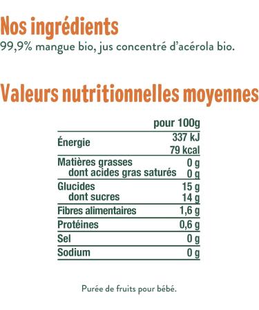 GOOD GO T - Mango Bottles - Baby Pur e - From 4 Months - 99.9% Mango - 100% Organic - No Added Sugars* - Made in France - 10x120g - Buy Online on GoSupps.com