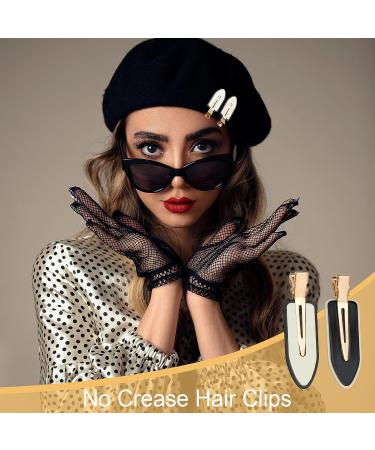 AMCAMI 4 PCS No Crease Hair Clips - Classic Black & White Alligator Barrettes for Styling with No Bend Feature | Ideal for Hairdressing, Bangs, Waves, Makeup Application - Buy Online on GoSupps.com