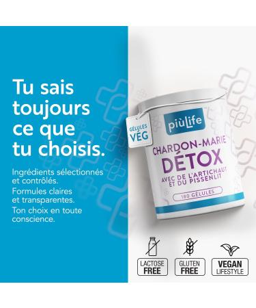 Chardon Marie Extra Fort avec Artichaut et Pissenlit 80% Silymarine 200mg 1 par jour Pi Life Detox foie puissant et rapide Chardon Marie foie et intestin avec zinc antioxydant 180 G lules - Buy Online on GoSupps.com