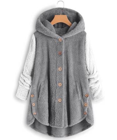 Hanxiulin Women's Fleece Jacket - Plush Cardigan with Long Sleeves & Stand-Up Collar - Breathable Casual Winter Fashion - XL Gray - Buy Online on GoSupps.com