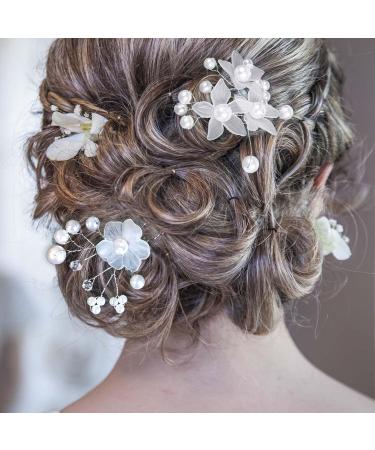 2 Pieces Wedding Hair Pins Elegant Bridal Hair Pins White Pearl Hair Pins Wedding Hair Accessories for Brides Bridesmaids Flower Girls Wedding and Ball (Two Styles) - Buy Online on GoSupps.com