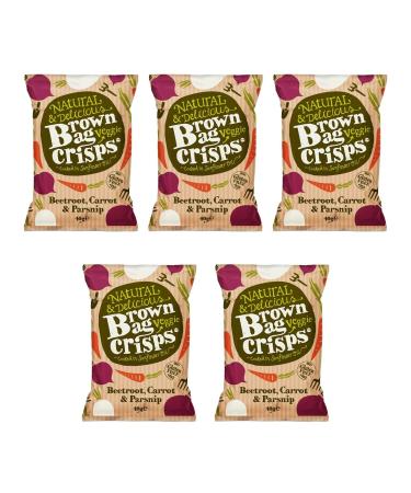 Brown Bag Crisps Beetroot Carrot & Parsnip Veggie Crisps 40g - Pack of 5