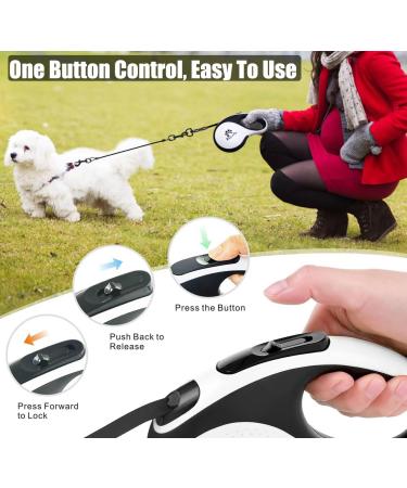Retractable Dog Leash Fiyade 8m - Chew Proof Steel Chain Lead for Medium to Large Dogs up to 110lbs - Buy Online on GoSupps.com