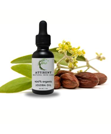 Attirent Organic Jojoba Oil - 30 ml - Pure & Natural Cold Pressed Virgin - Hair Face and Body Oil - Perfect Carrier Oil for Essential Oils & DIY Skin Care