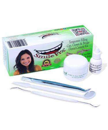 SmileFix Filling Cap Crown & Bridge Dental Repair Kit - Sturdy Zinc Oxide & Eugenol Oil Cement - Temporary Teeth Fix - Glue for Crowns & Bridges - Tooth Repairs - Smile Confidently