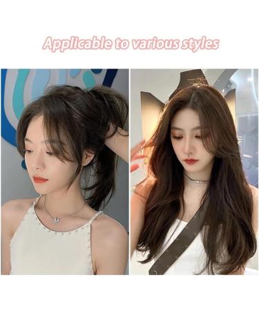 Bangs Hair Clip 2 Pieces Synthetic Fake Fringe Women's Fringe Clip in Hair Bangs Hairpiece Natural Hair Middle Part Two Sides Bang Hair Piece Clip in Extensions Bangs Clip in Hair (Color : Brown blac Brown black - Buy Online on GoSupps.com