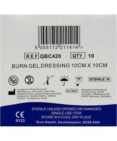 (BOX OF 10) First Aid Burn Gel Dressing 10x10cm - Medium Size for Scalds & Burns - Buy Online on GoSupps.com