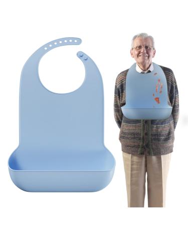 MARS WELLNESS Adult Bibs for Elderly - Comfortable and Easy to Clean Silicone Bibs for Adults with Easy to Use Button Closure Original
