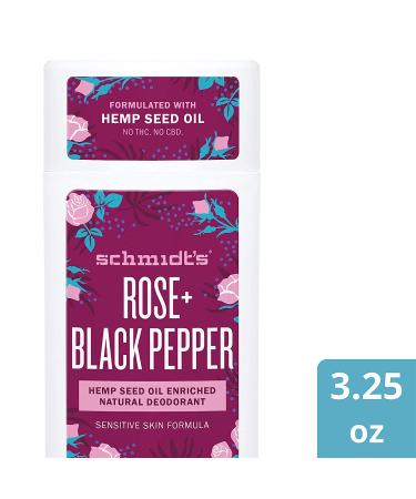 Schmidt's Natural Deodorant Rose + Black Pepper 3.25 oz - Sensitive Skin Formula - Buy Online on GoSupps.com